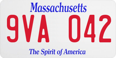 MA license plate 9VA042