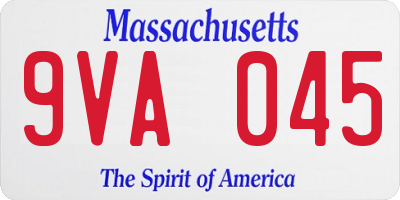 MA license plate 9VA045