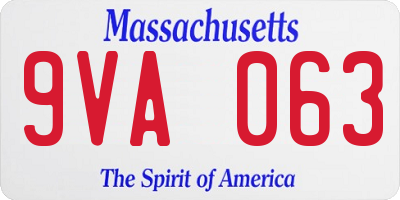 MA license plate 9VA063