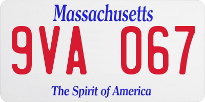 MA license plate 9VA067