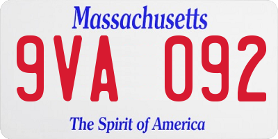 MA license plate 9VA092