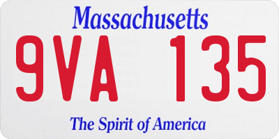 MA license plate 9VA135