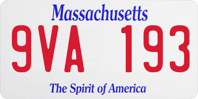 MA license plate 9VA193