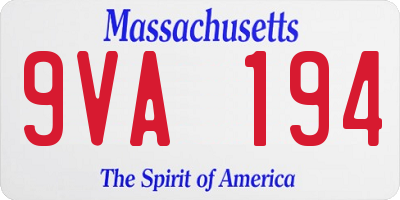 MA license plate 9VA194