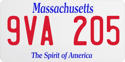 MA license plate 9VA205