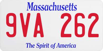 MA license plate 9VA262