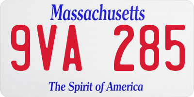MA license plate 9VA285