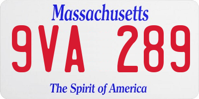 MA license plate 9VA289