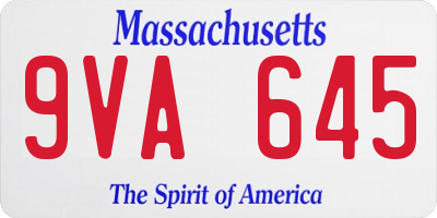 MA license plate 9VA645