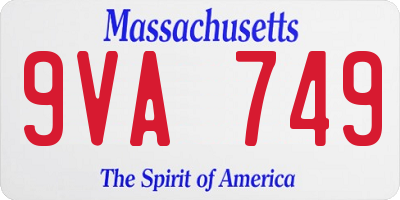 MA license plate 9VA749