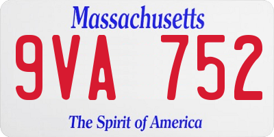 MA license plate 9VA752