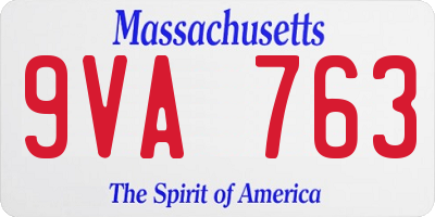 MA license plate 9VA763