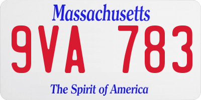 MA license plate 9VA783