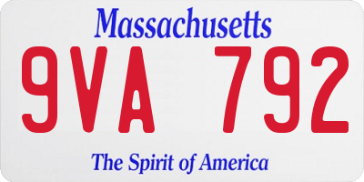 MA license plate 9VA792