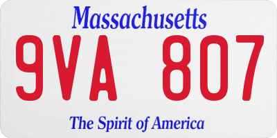 MA license plate 9VA807