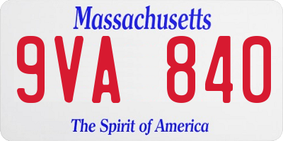 MA license plate 9VA840