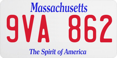 MA license plate 9VA862