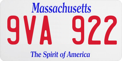 MA license plate 9VA922