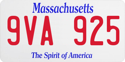 MA license plate 9VA925