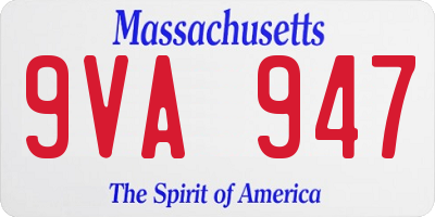 MA license plate 9VA947