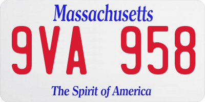 MA license plate 9VA958