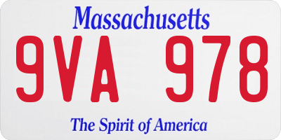 MA license plate 9VA978