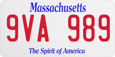 MA license plate 9VA989