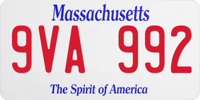 MA license plate 9VA992