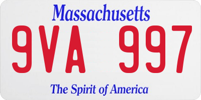MA license plate 9VA997