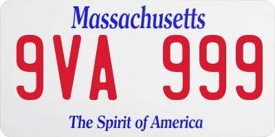 MA license plate 9VA999
