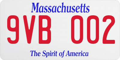 MA license plate 9VB002