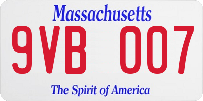MA license plate 9VB007