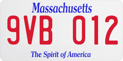 MA license plate 9VB012