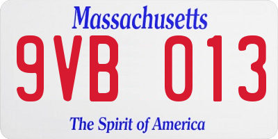 MA license plate 9VB013