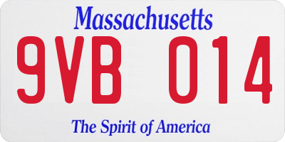 MA license plate 9VB014