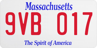 MA license plate 9VB017