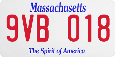 MA license plate 9VB018