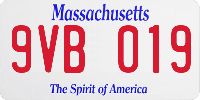 MA license plate 9VB019