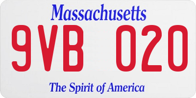 MA license plate 9VB020