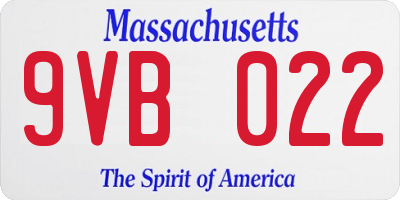 MA license plate 9VB022