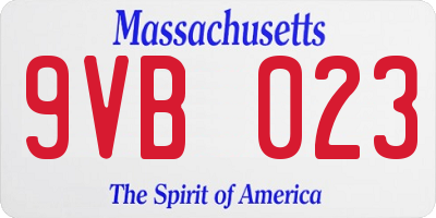 MA license plate 9VB023