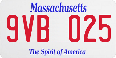 MA license plate 9VB025