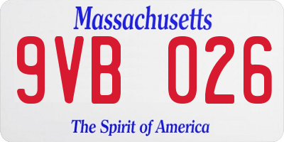 MA license plate 9VB026