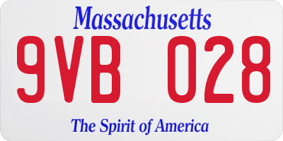 MA license plate 9VB028