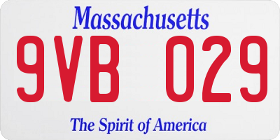 MA license plate 9VB029