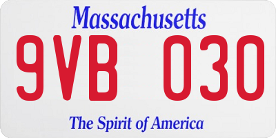 MA license plate 9VB030