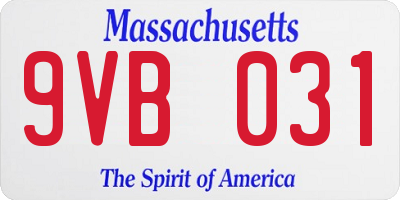 MA license plate 9VB031