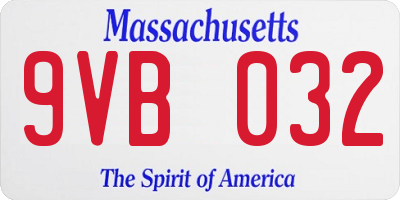 MA license plate 9VB032