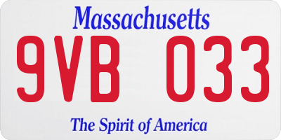 MA license plate 9VB033