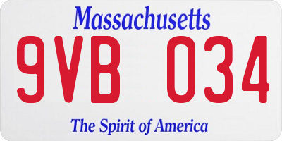 MA license plate 9VB034